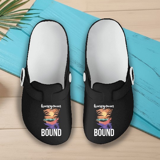 Bride Groom Vacation Newlywed Couple Honeymoon Slip On Clogs