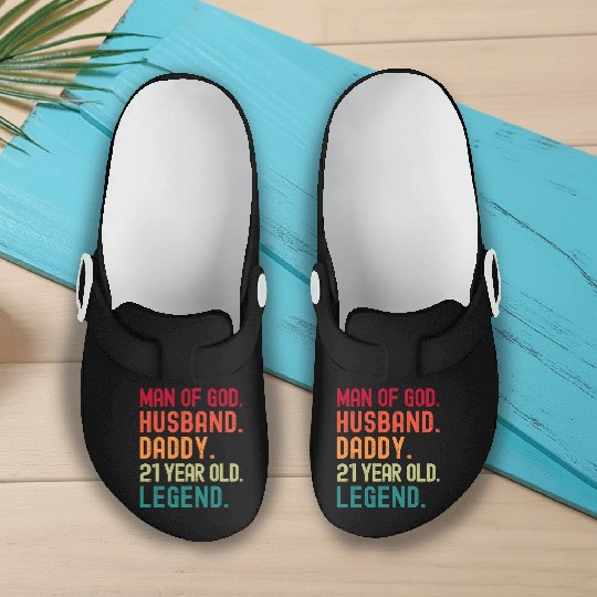 Man of God Husband Dad Vintage 21st Birthday Slip On Clogs