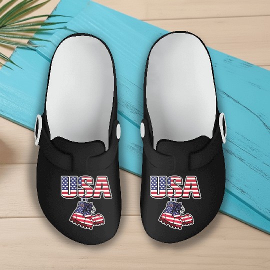 God bless America the land of the free Slip On Clogs