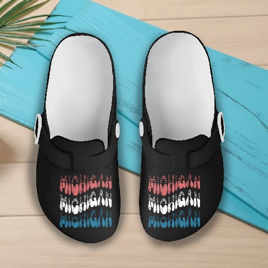 Michigan Red White Blue Cute Groovy Slip On Clogs