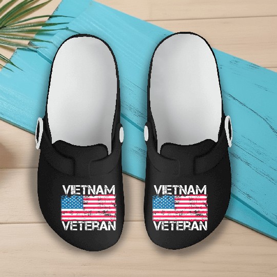 Vietnam Veteran Us Flag Military Vet Slip On Clogs