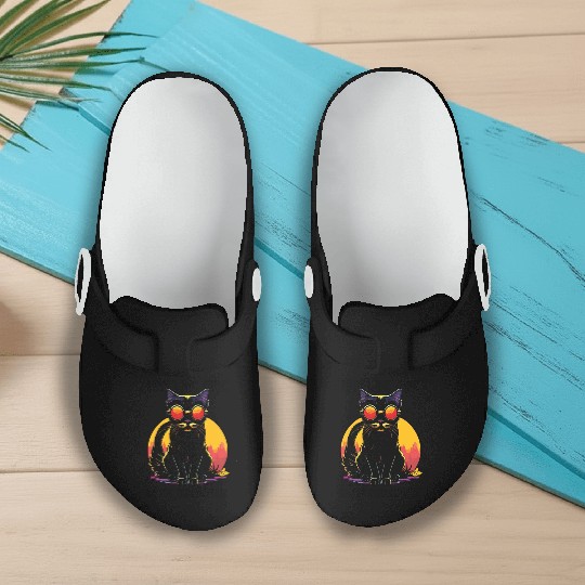 FELINE Fine | Cat Lover Summer Animal Beach Party Slip On Clogs