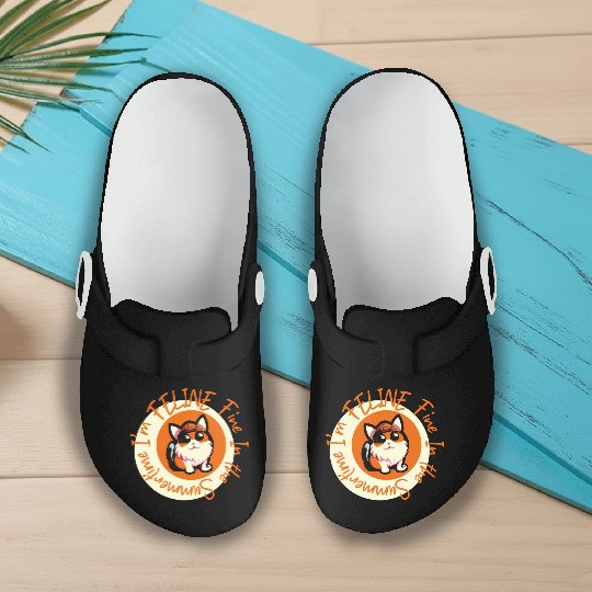 I'm FELINE Fine | Cat Lover Summer Animal Party Slip On Clogs