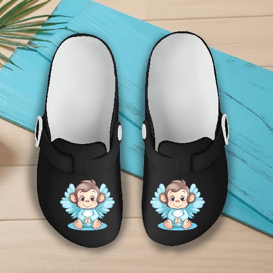 Monkey Chimpanzee Angel, Inspiring Animal Design Slip On Clogs