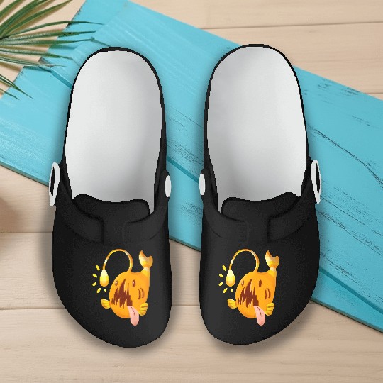 The Orange Candy Corn Angler Fish Slip On Clogs