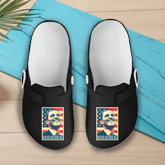 Barack Obama President 44 American Flag Happy Demo Slip On Clogs