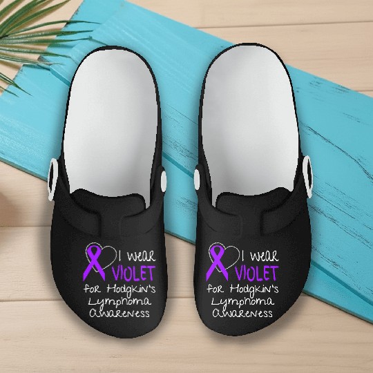 I Wear Violet For Hodgkins Lymphoma Awareness Slip On Clogs