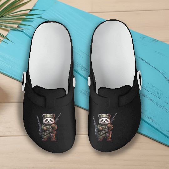 Cute Panda Army Panda Fierce Panda Slip On Clogs