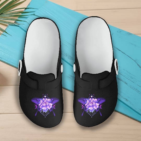Peony Butterfly geometric tattoo Slip On Clogs