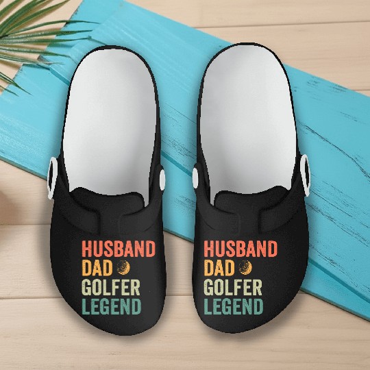Husband Dad Golfer Legend Funny Golfing Vintage Slip On Clogs