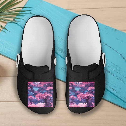 Anime Euphoria: Fantasy Cherry Blossom Dreamscape Slip On Clogs