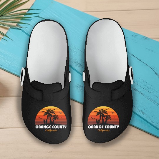 Retro Orange County California Sunset Cool Slip On Clogs