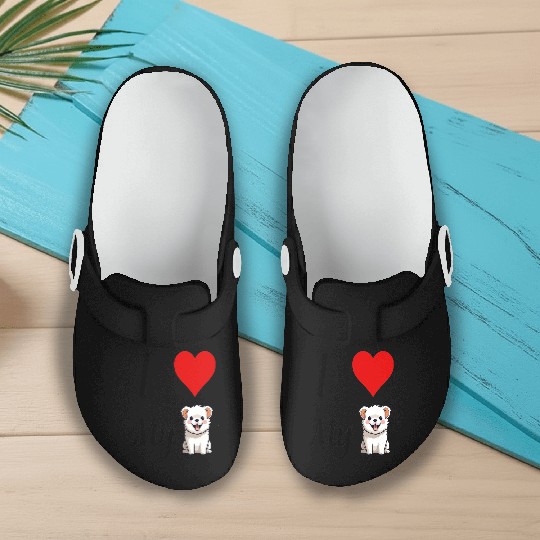 I love my dog ,dogs lover , Heart , cute dog Slip On Clogs