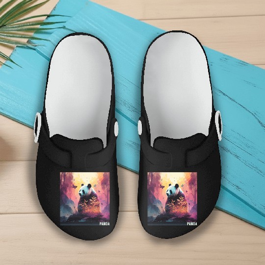 Panda Bear Ailuropoda Melanoleuca Friend Lover Slip On Clogs