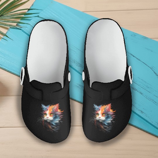 Persian Cat Masterful Animal Painting Slip On Clogs