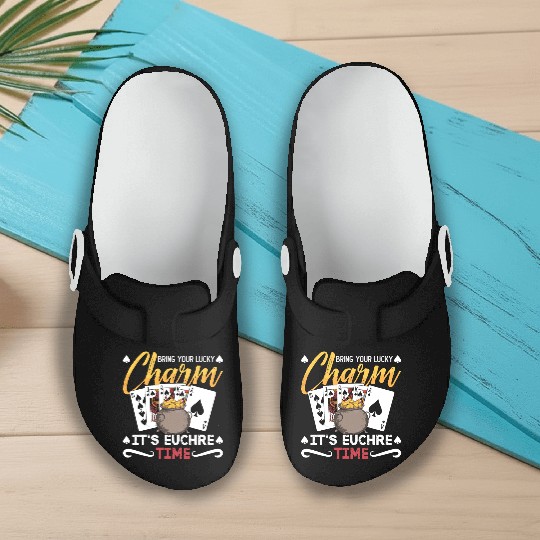Euchre Bring Your Lucky Charm It's Board Game Slip On Clogs