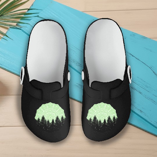 Green Forest Mandala Pacific Northwest Slip On Clogs