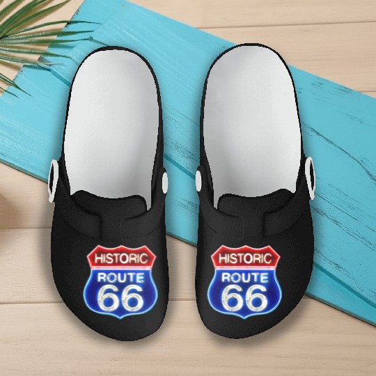 Route 66 neon sign Slip On Clogs