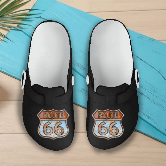 Route 66 vintage sign - Rusty metal sign 3 Slip On Clogs