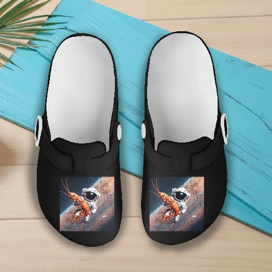 Astronaut in space with shrimp Slip On Clogs