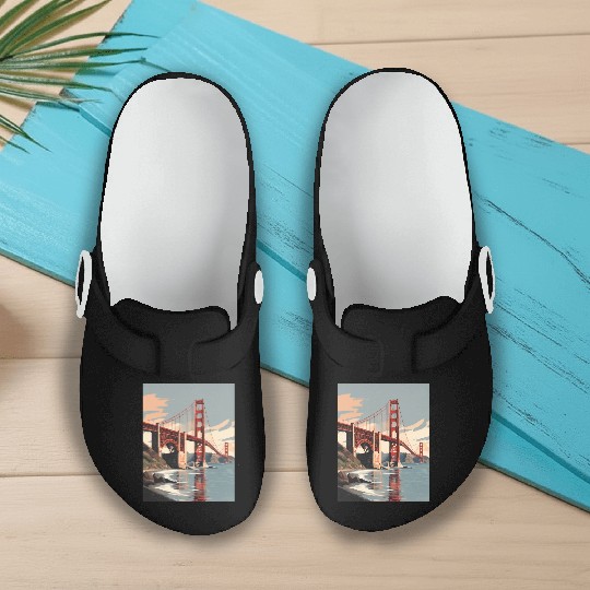Golden Gate Bridge California Slip On Clogs, Golden Gate