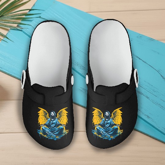 Woman with Angel Wings Angel Esoteric Wings Slip On Clogs