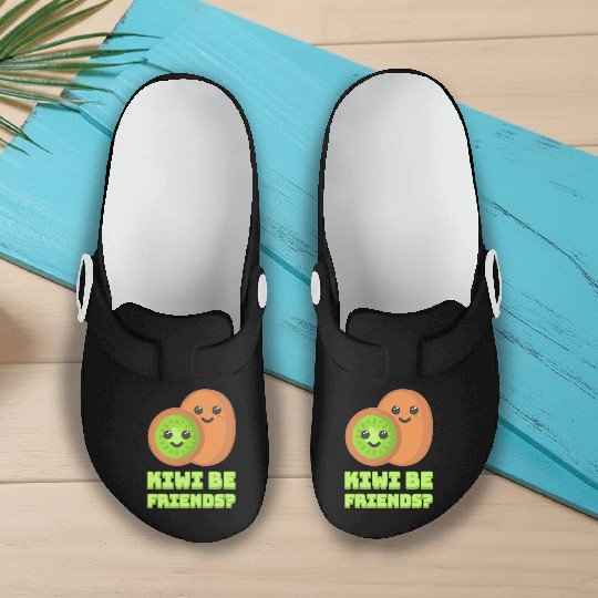 Kiwi Be Friends? Cute Kiwi Cartoon Slip On Clogs