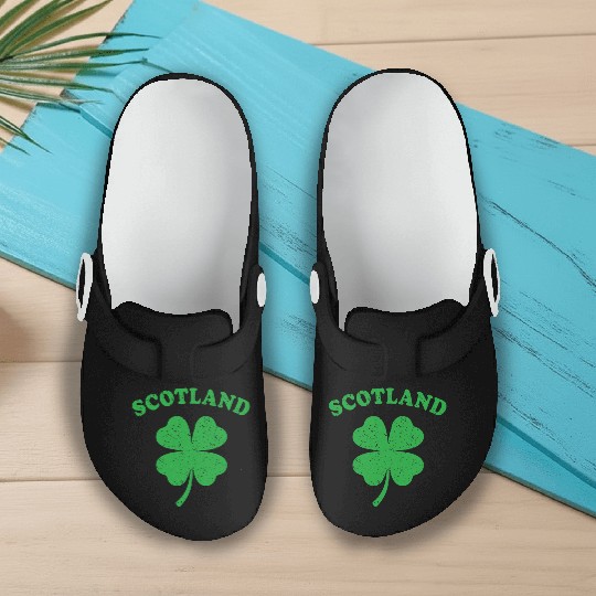 Scotland Green Clover leaves Slip On Clogs