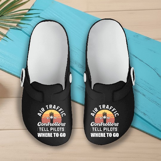 Airplane Airfield Aviation Air Traffic Controller Slip On Clogs