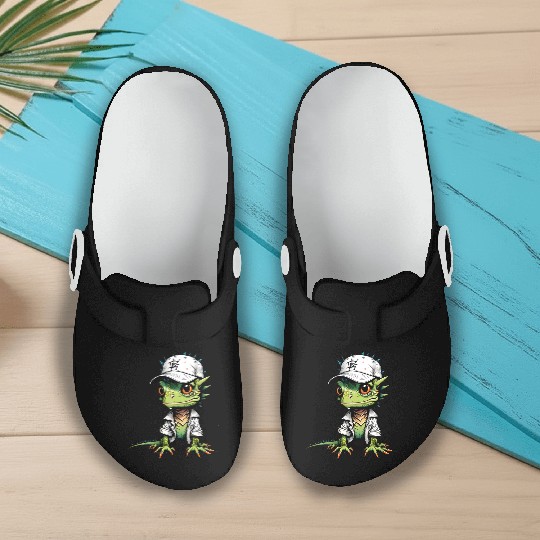 Cute lizard with cap Slip On Clogs