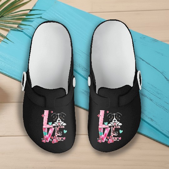 Border Colliel Dog I Love My Dog Valentines Day Slip On Clogs