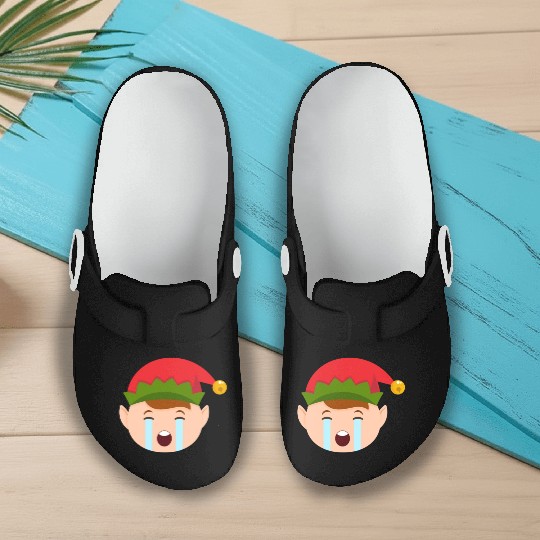 Elf Emoticons Crying Out Loud Funny Christmas Elfc Slip On Clogs