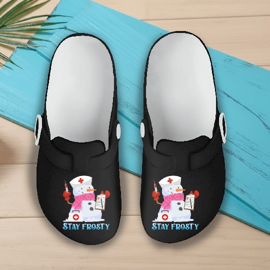 Nurse Snowman Stay Frosty Snow Fan Funny Slip On Clogs