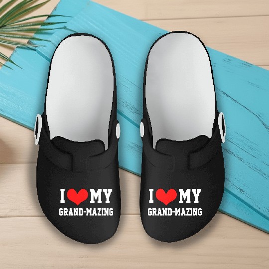 I Love My Grandma Amazing Puns Fun Mothers Day Kid Slip On Clogs