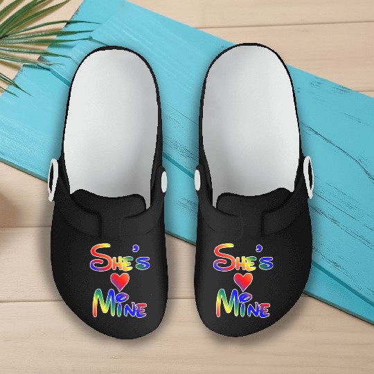 LGBT Pride I'm Her She's Mine Lesbian Couple Love Slip On Clogs