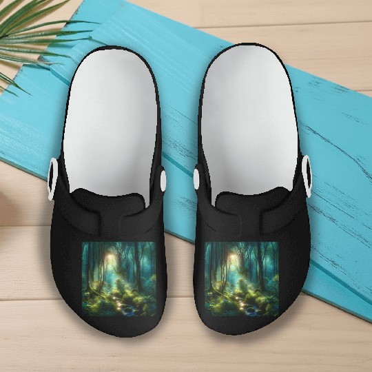 Twilight Enchantment A Mystical Forest Scene Slip On Clogs