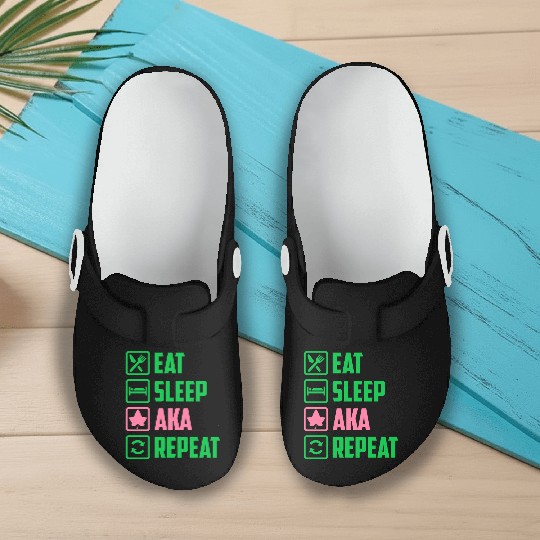 Eat Sleep AKA Repeat Alpha Kappa Alpha Womens Gift Slip On Clogs