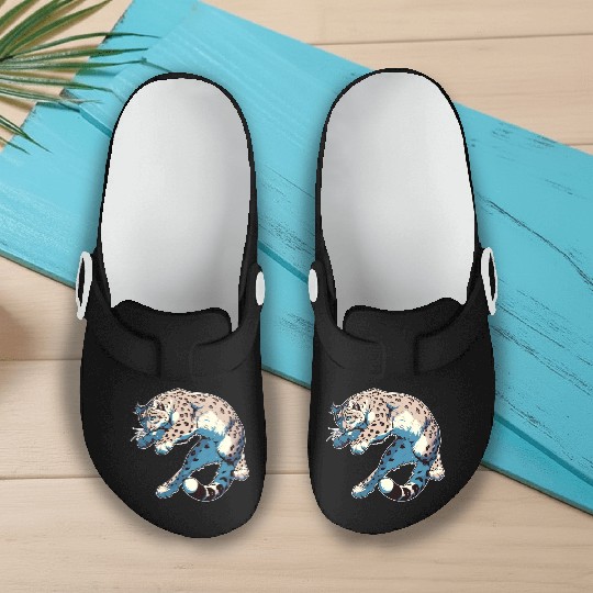 Snow Leopard Leopard White Leopard Slip On Clogs