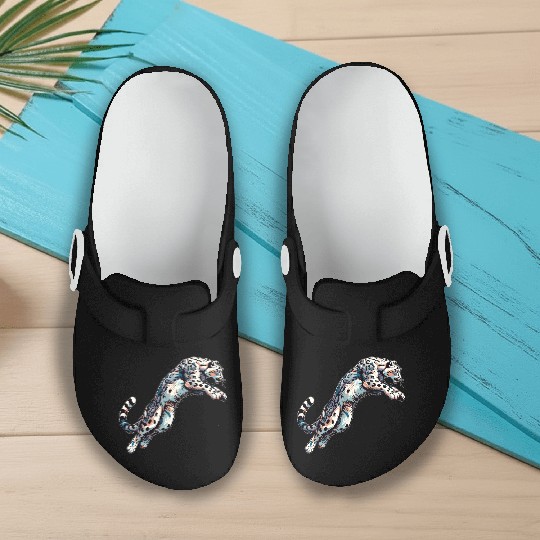 Snow Leopard Leopard White Leopard Slip On Clogs