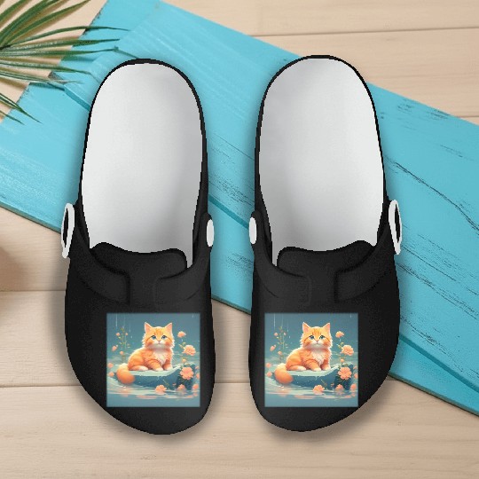 Cute orange cat Slip On Clogs