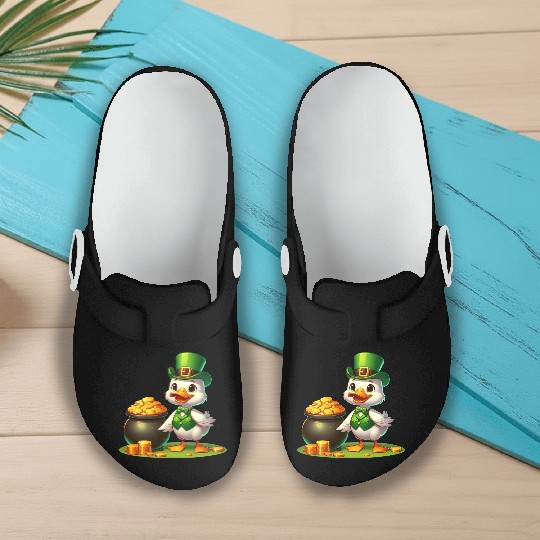 St. Patrick's Day Elephant Green Slip On Clogs