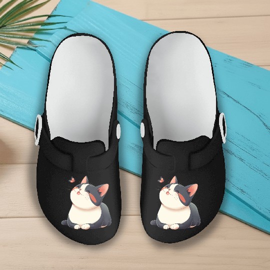 Kawaii Cat and Butterfly Slip On Clogs