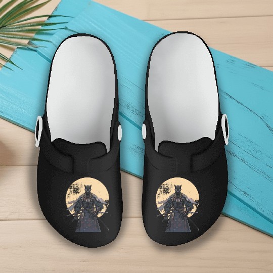 Anime Panther Warrior Samurai katana Slip On Clogs