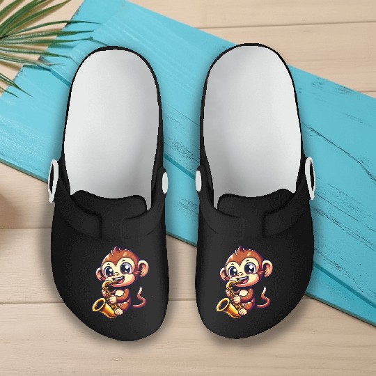 Monkey saxophone jazz music musician Slip On Clogs