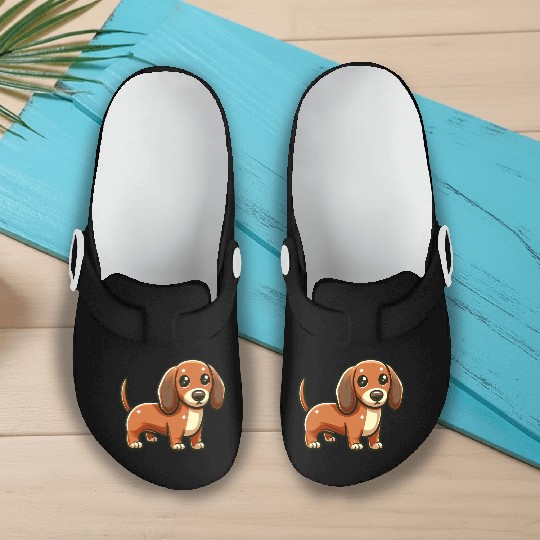 Royal Miniature Dachshund Puppy Odyssey Cartoom Slip On Clogs