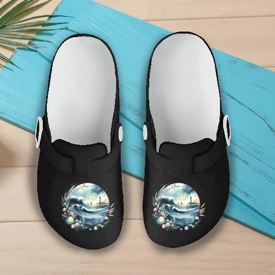 Ocean Whisper: Serene Seascape Art Slip On Clogs