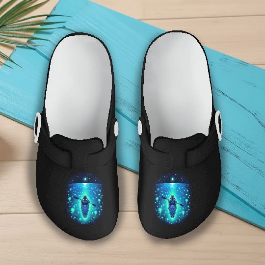 Moonlit Kayak: A Serene Night Paddle Slip On Clogs