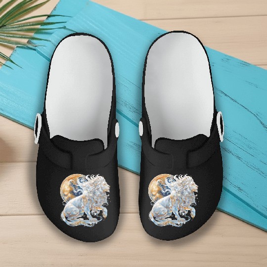 Celestial Lion Images, Mystical Lion, Night sky Slip On Clogs