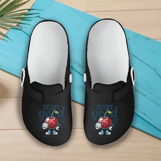 Berry Good at Volleyball - Cherry Character Design Slip On Clogs