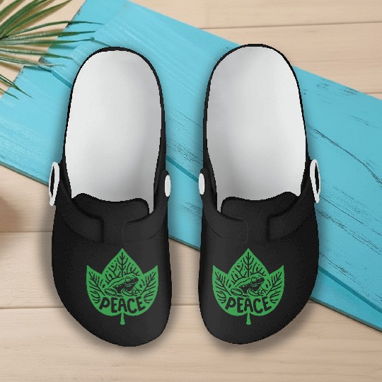 Peaceful Frog - Green version Slip On Clogs